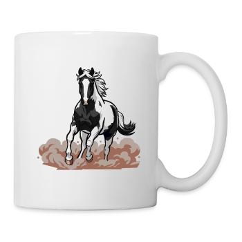 Horse Pie Gallop Gesicht Staub Reitsport - Tasse - Weiß - Rechts