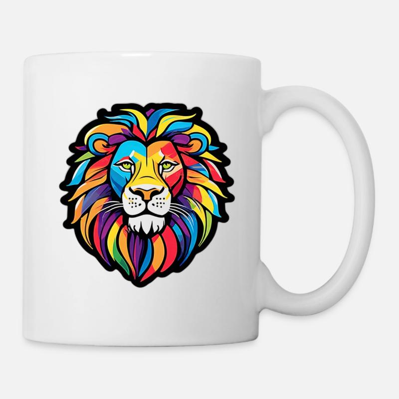 Lion éclatant arc-en-ciel - Mug blanc - blanc