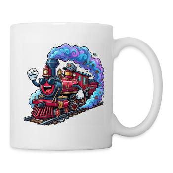 Bunte, verspielte Lokomotive - Tasse - Weiß - Rechts