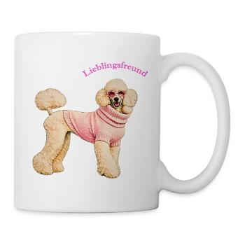 Lieblingsfreund Königspudel im rosa Pullover - Tasse - Weiß - Rechts