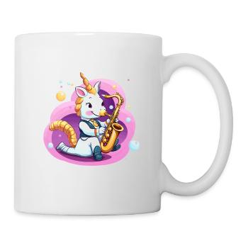 Unicorn saxophone in pink swirl - Mug - white - Right