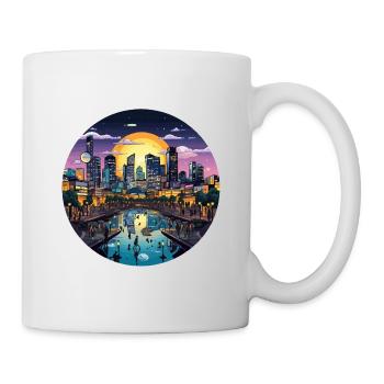 Sonnenuntergangsstadt am Wasser - Tasse - Weiß - Rechts