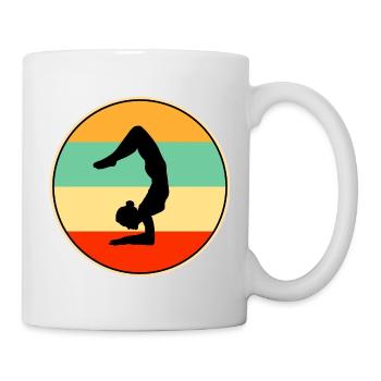 Graphisme de silhouette rétro de gymnaste au coucher de soleil - Mug blanc - blanc - Droite