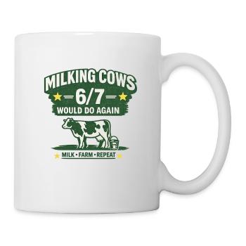Chemise de ferme humoristique de fermier 6/7 Vaches traites - Mug blanc - blanc - Droite