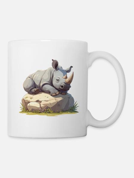 Schlafendes Nashorn - Tasse - Weiß