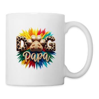 Dog Papa – Hunde Papa Pfote Herz – Geschenk - Tasse - Weiß - Rechts