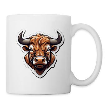 Ausdrucksstarkes Stier-Logo - Tasse - Weiß - Rechts