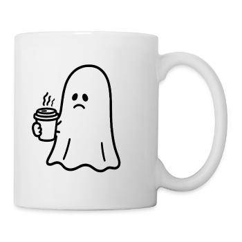 Geist Kaffee Halloween Süßes oder Saures - Tasse - Weiß - Rechts