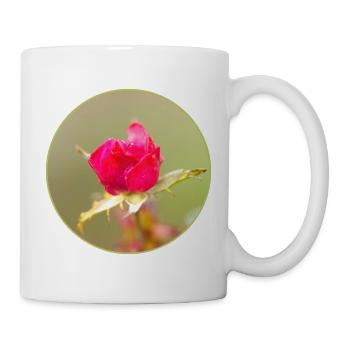 red-pink bud, red rose blossom, pink rose - Mug - white - Right