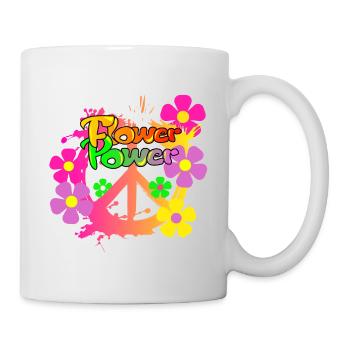 Flower Power Frieden Peacezeichen - Tasse - Weiß - Rechts