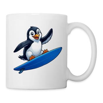 Süßer Pinguin Surfer Wellenreiten Sommer Wasser - Tasse - Weiß - Rechts
