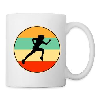 Female Runner Retro Silhouette Vintage Sunset Art - Mug - white - Right