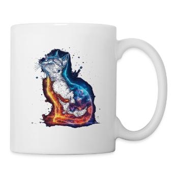 Galaxie Katze Neon – Cosmic Space Cat - Tasse - Weiß - Rechts