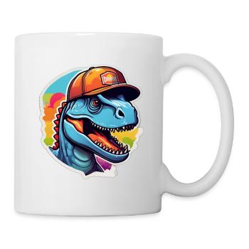 Dinosaure casquette arc ciel - Mug blanc - blanc - Droite