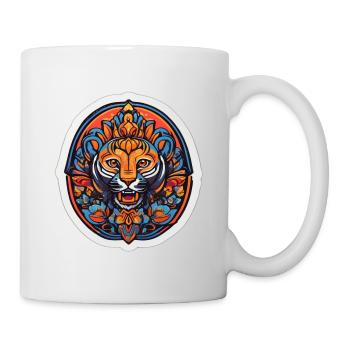 Tiger Bunte Mandala - Tasse - Weiß - Rechts