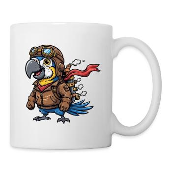 Parrot Aviator Steampunk Flugabenteuer - Tasse - Weiß - Rechts