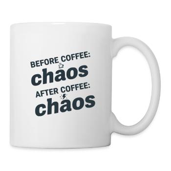 Chaos avant et après le café - Mug blanc - blanc - Droite