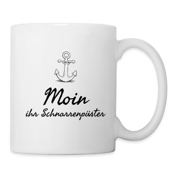 Moin plattdeutsches Schimpfwort mit Anker - Tasse - Weiß - Rechts