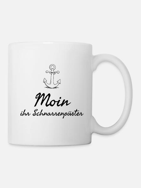 Moin plattdeutsches Schimpfwort mit Anker - Tasse - Weiß