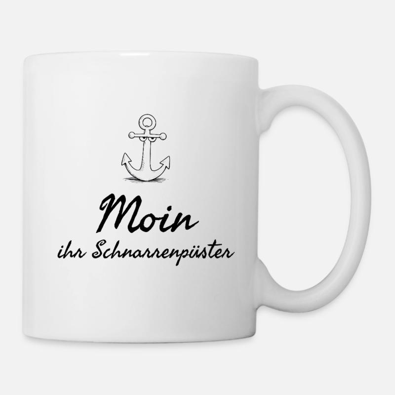 Moin plattdeutsches Schimpfwort mit Anker - Tasse - Weiß