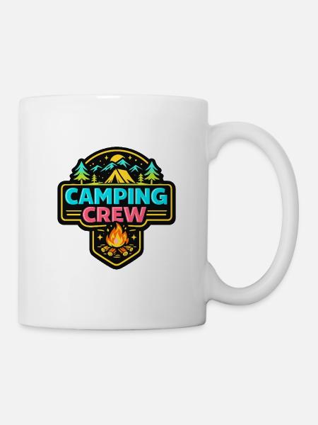 Camping Crew Abzeichen Neon - Tasse - Weiß