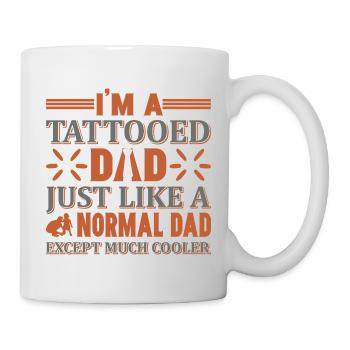 Tattooierter Papa Cooler Vater-Shirt - Tasse - Weiß - Rechts