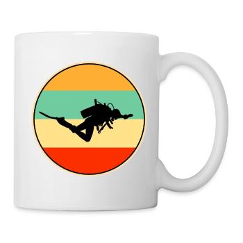 Retro Scuba Diver Silhouette Vintage Sunset - Mug - white - Right