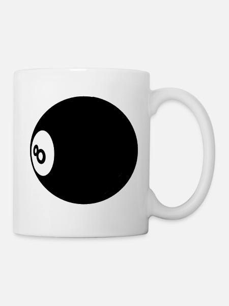 Billiard Ball Number 8 Pool - Illustration - Mug - white