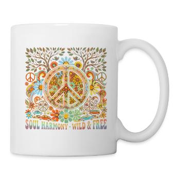 Paix, Amour, Harmonie, années 60 - Mug blanc - blanc - Droite