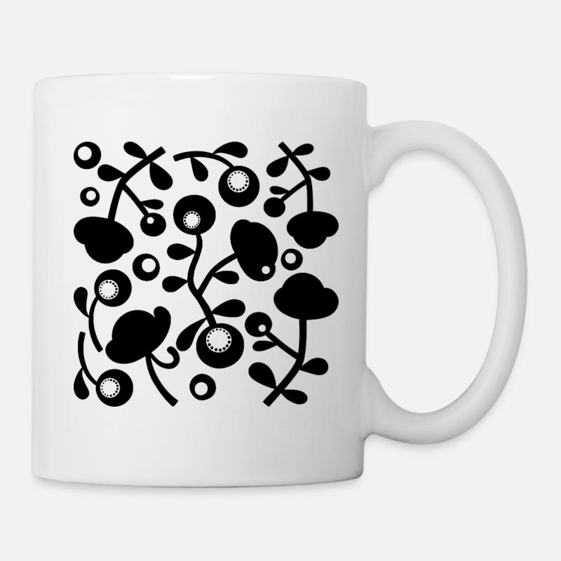Abstract Peonies L Black Transparent - Mug - white