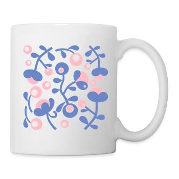 Abstrakte Pfingstrosen L Rose Blau Weiß - Tasse - Weiß - Rechts
