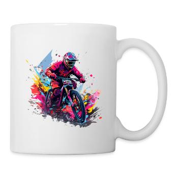 Motocross Farbensplash Fahrer - Tasse - Weiß - Rechts