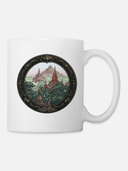Jungle Temple Circular Art - Mug - white