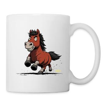 Rennendes Pony Karikatur - Tasse - Weiß - Rechts