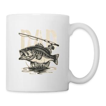 Vintage Bass Fisch-Illustration - Tasse - Weiß - Rechts