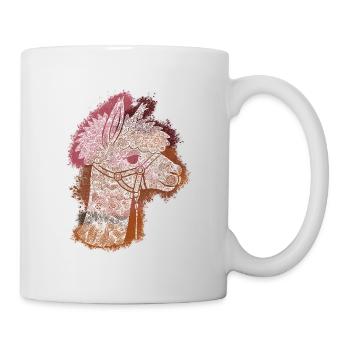 Zentangle-Alpaka - Tasse - Weiß - Rechts