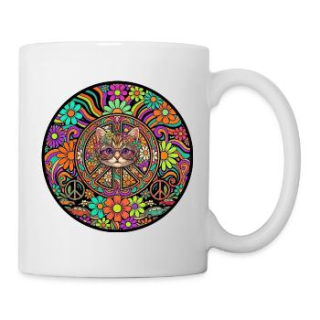 Chat, Paix, Amour, Liberté, chaton - Mug blanc - blanc - Droite