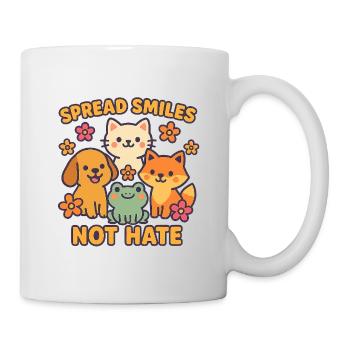 Spread Smiles Not Hate – Niedliche Tierfreunde - Tasse - Weiß - Rechts