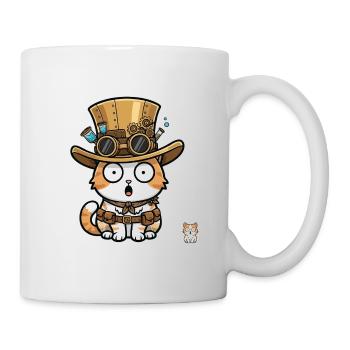 Chat Explorateur Steampunk Haut-de-forme Goggles - Mug blanc - blanc - Droite