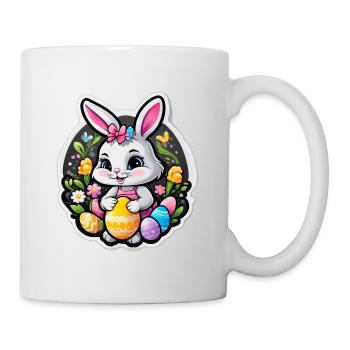 Frühlingskaninchen und bunte Eier - Tasse - Weiß - Rechts