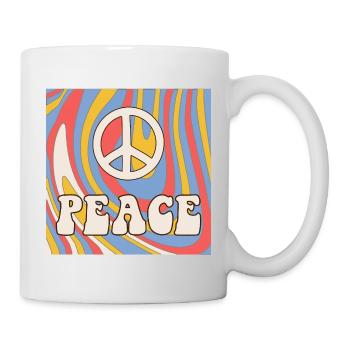 Retro Hippie Peace Design – 70s Vibes & Freedom  - Tasse - Weiß - Rechts