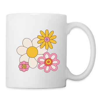 Retro Flower Power Graphic – Cute 70s Hippie - Mug - white - Right