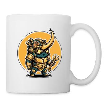 Scarab Rhinoceros Steampunk Ingenieur Schlüssel - Tasse - Weiß - Rechts