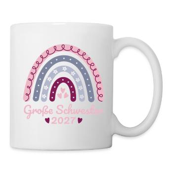Große Schwester 2027 Boho Regenbogen pastell - Tasse - Weiß - Rechts