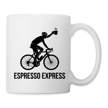 Cyclist Silhouette Road Bike Espresso Coffee - Tasse - Weiß - Rechts