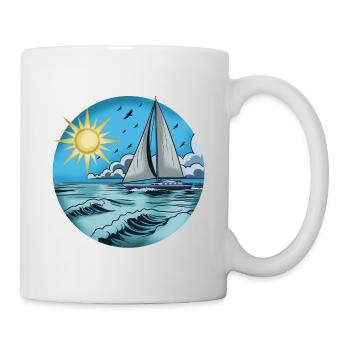 Sonnensegler am Meer 1 - Tasse - Weiß - Rechts