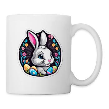 Spring rabbit and colorful eggs - Mug - white - Right