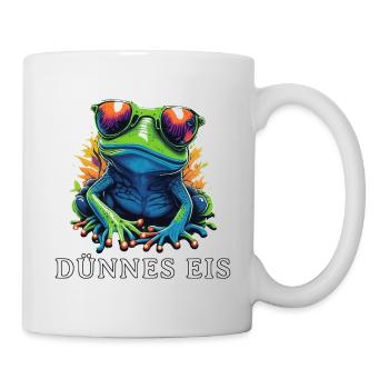 Dünnes Eis Frosch PopArt Shirt - Tasse - Weiß - Rechts