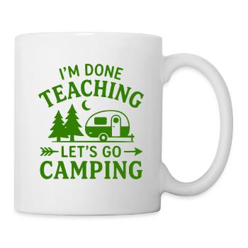 T-Shirt Pensionierter Lehrer-Campingkarawane - Tasse - Weiß - Rechts