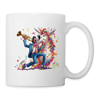 Trumpeter and Rainbow Unicorn - Mug - white - Right